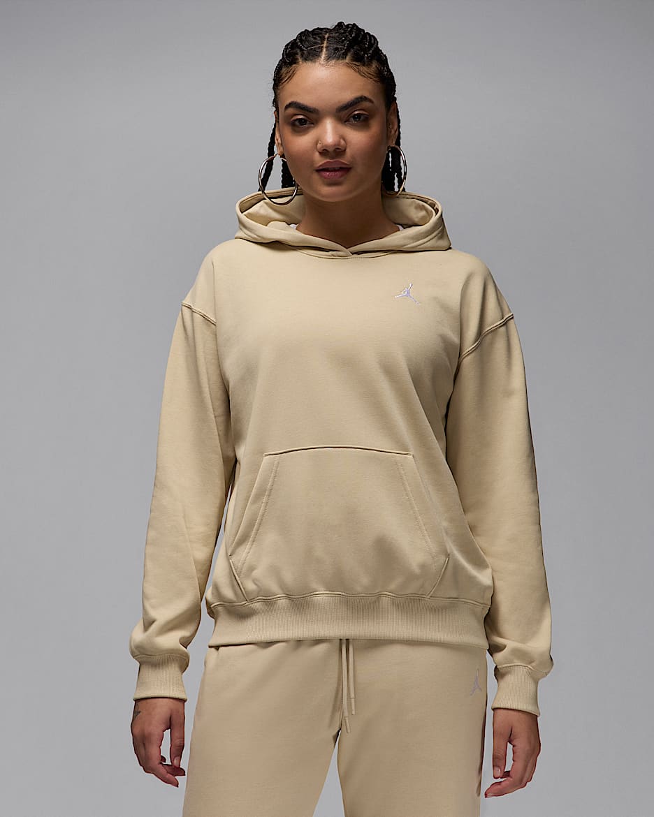 Sudadera con gorro sin cierre para mujer Jordan Brooklyn Fleece - Ratán/Blanco