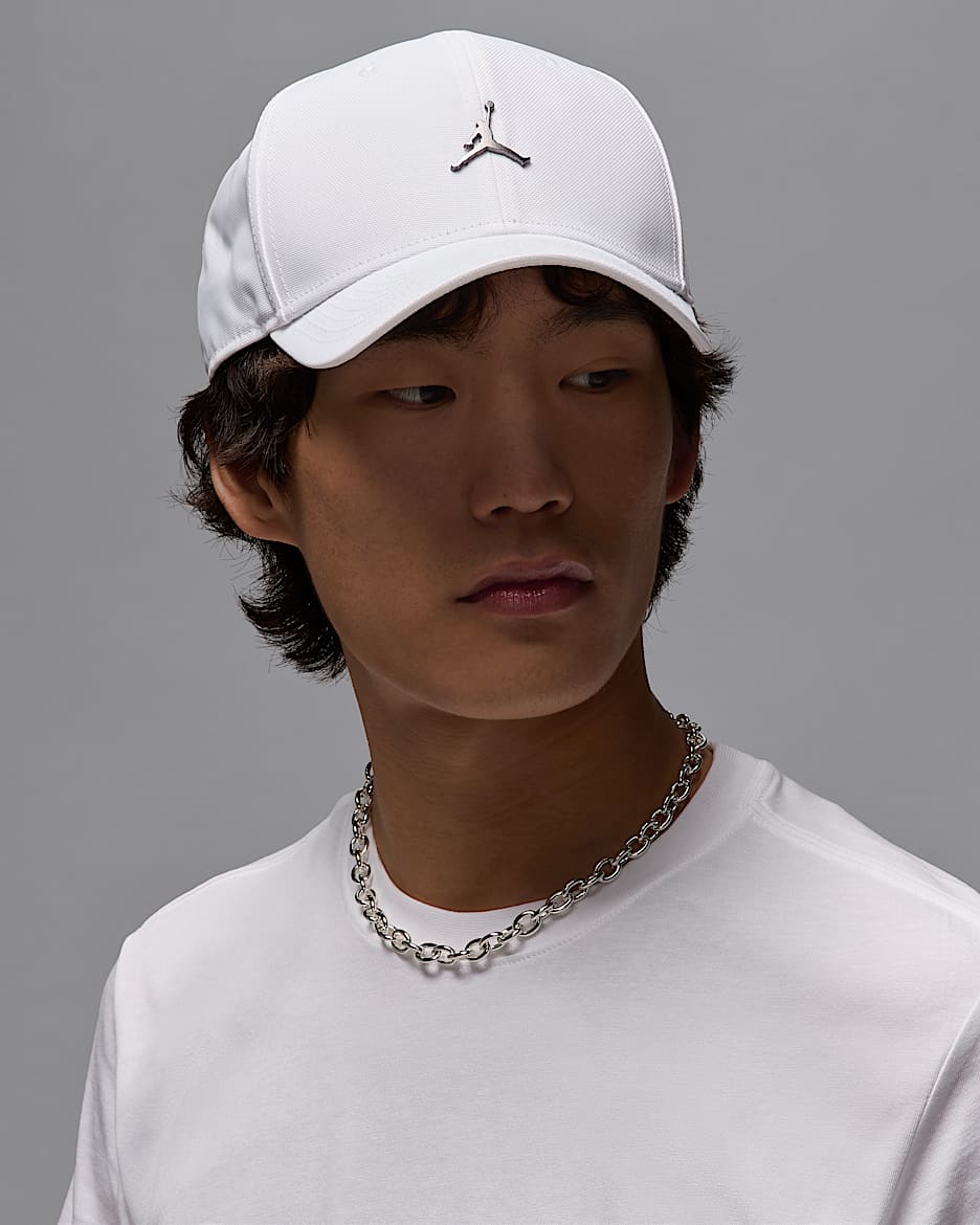 Jordan Rise Structured Metal Jumpman Hat - White/Gunmetal