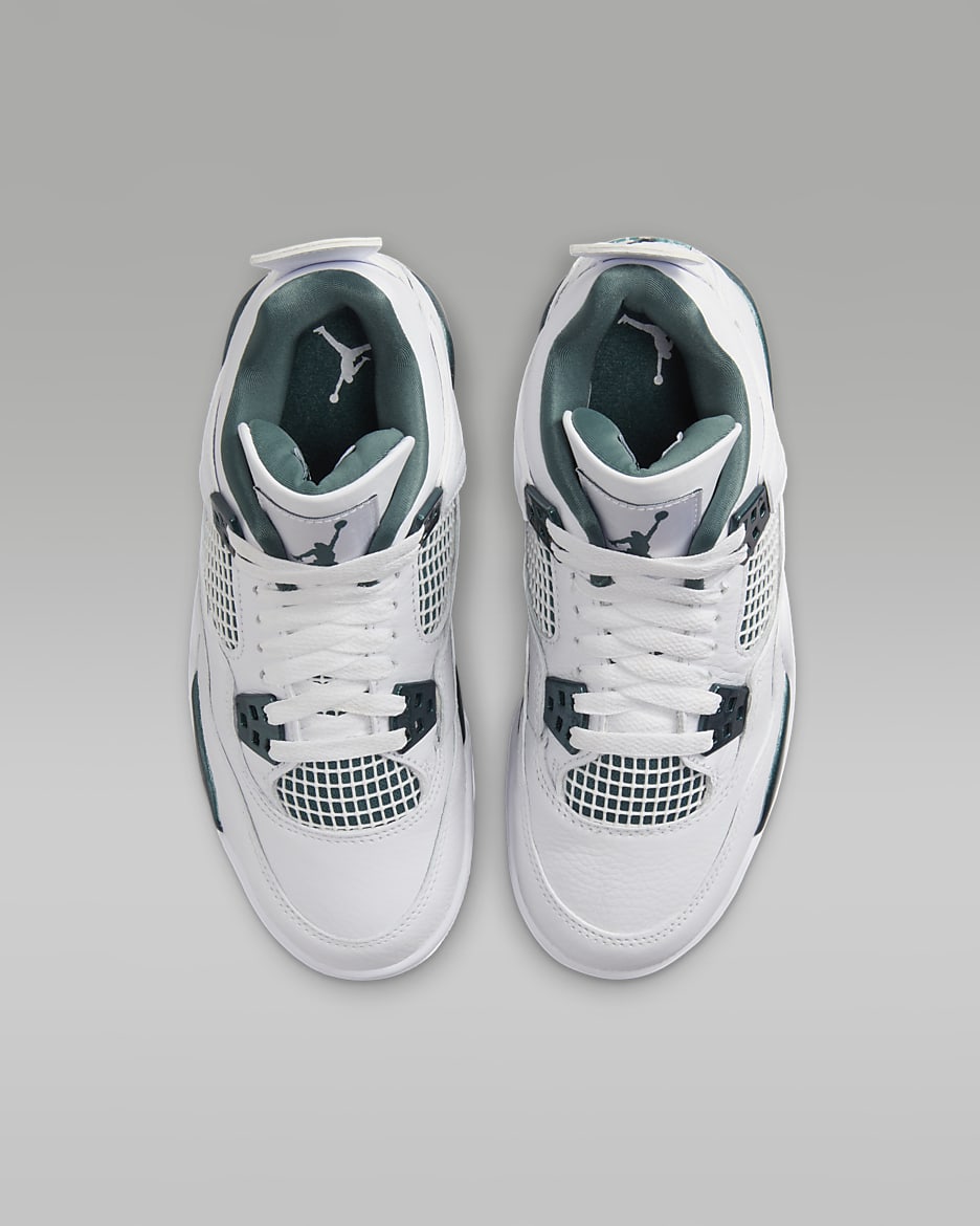 Tenis para niño talla grande Air Jordan 4 Retro "Oxidized Green" - Blanco/Blanco/Gris neutro/Verde oxidado