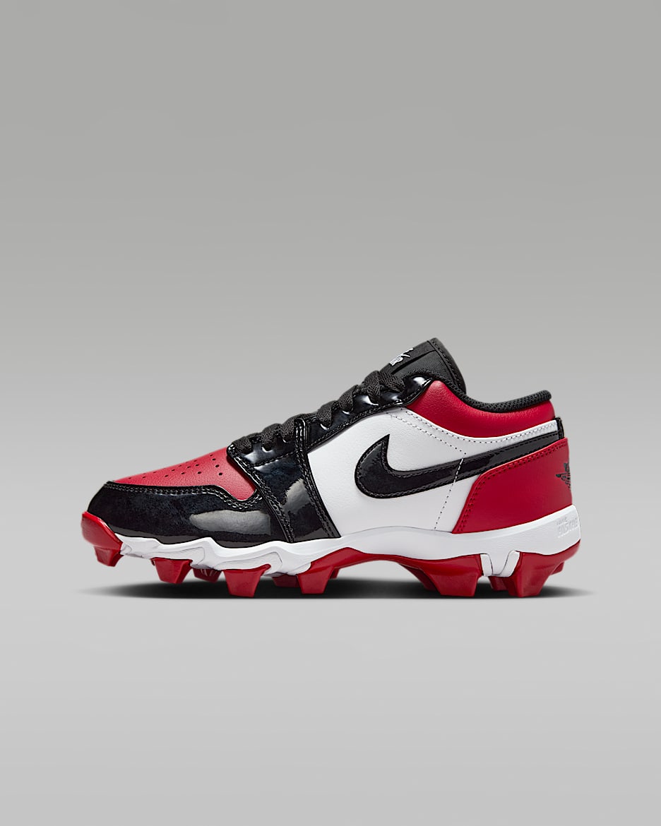 Jordan 1 Low Little/Big Kids' Cleats - Gym Red/White/Black