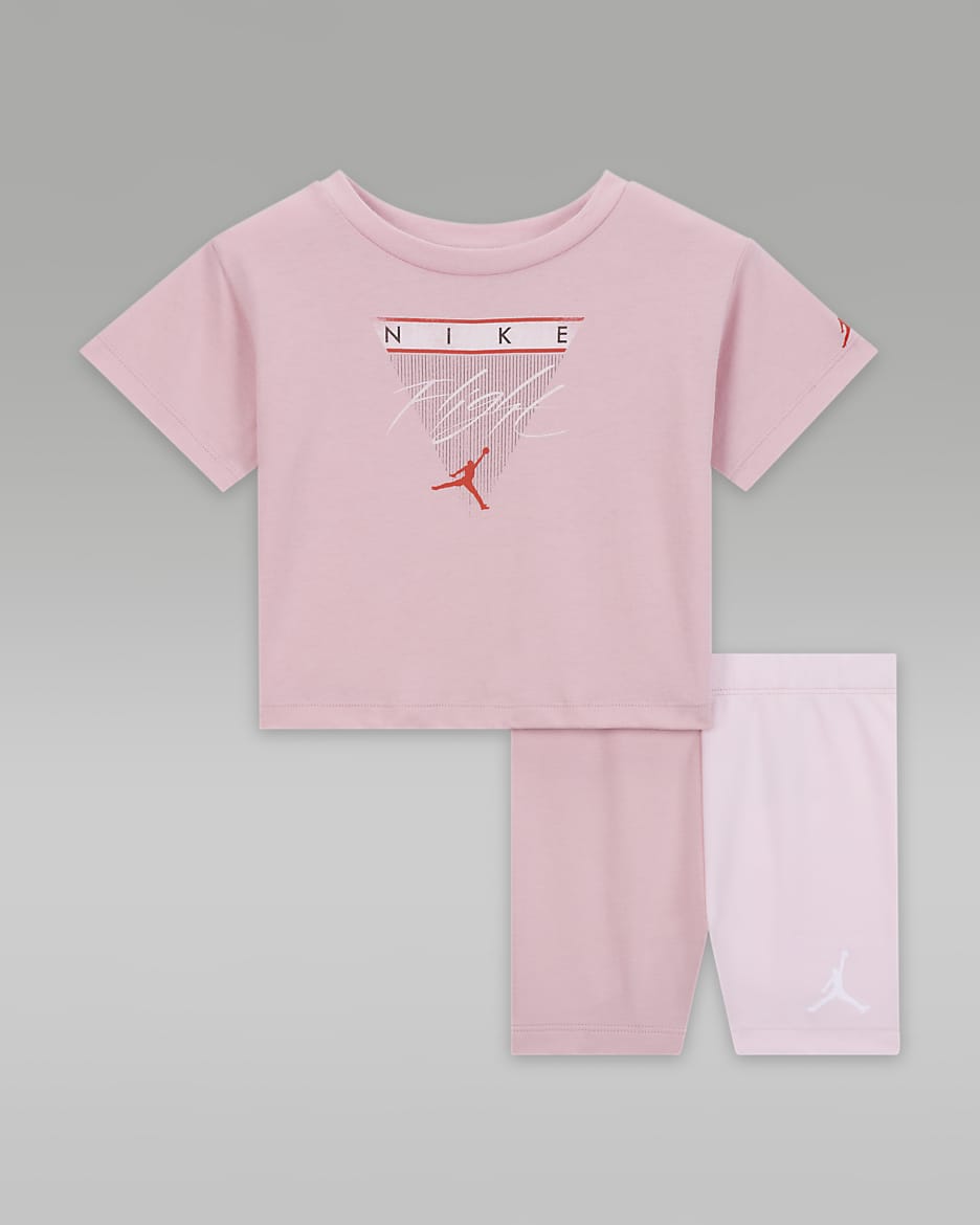 Conjunto de shorts de ciclismo Flight para bebé (12 a 24 meses) Jordan Mini Me - Rosa vidrio