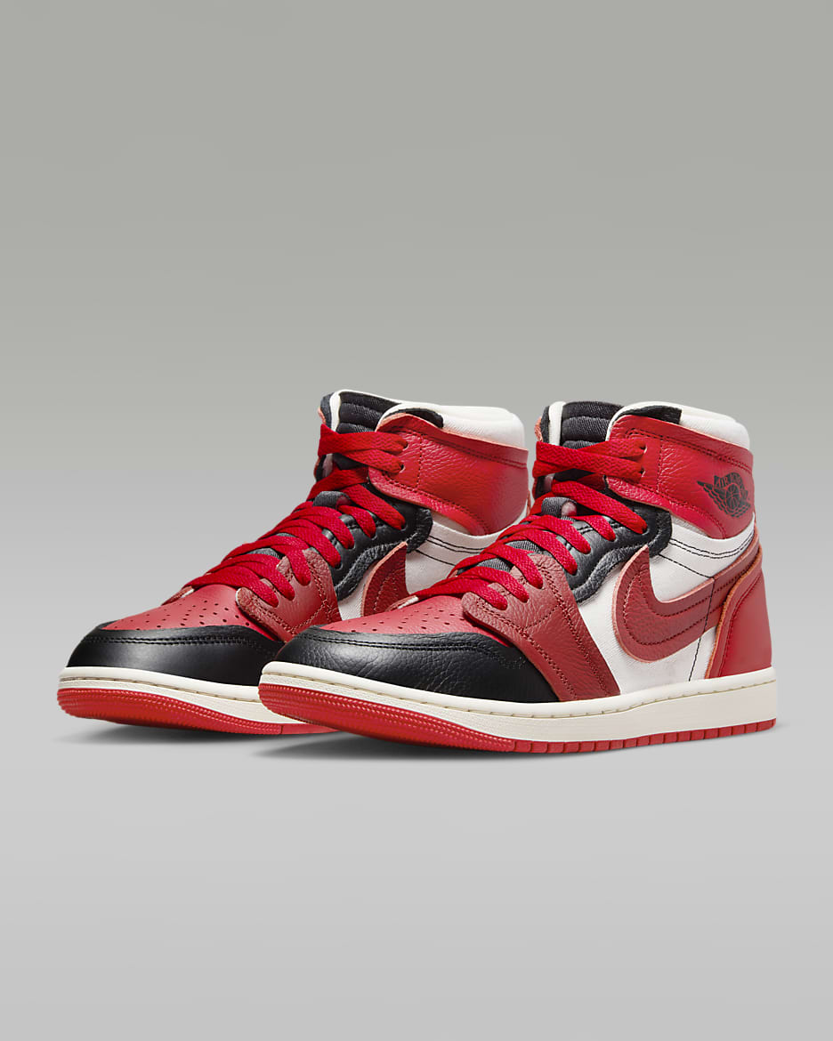 Air Jordan 1 High Method of Make Women's Shoes - Sport Red/Black/Sail/Dune Red