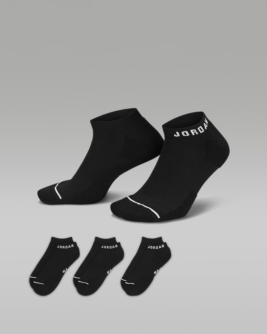 Jordan Everyday No-Show Socks (3 Pairs) - Black/White