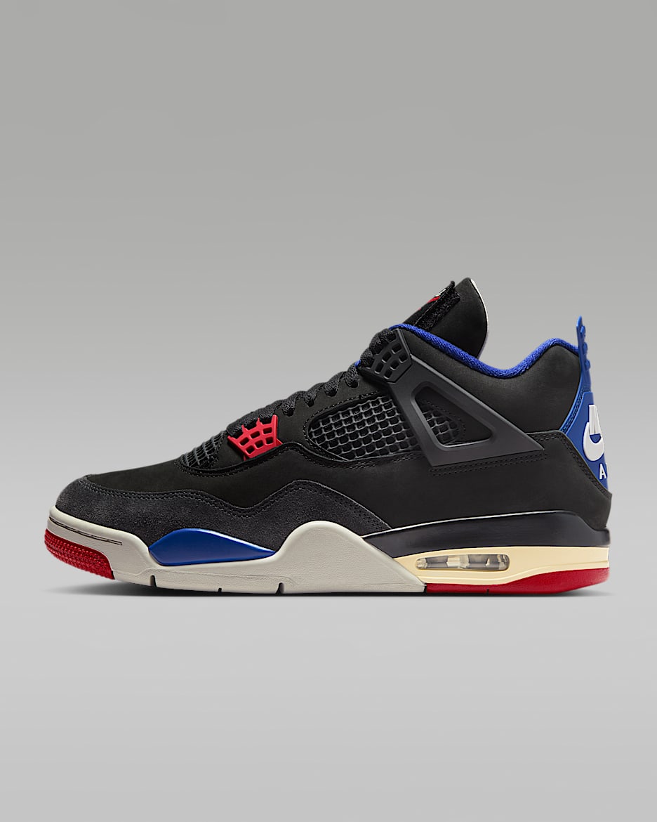 Air Jordan 4 Retro Men's Shoes - Black/Deep Royal Blue/Dark Smoke Grey/Fire Red