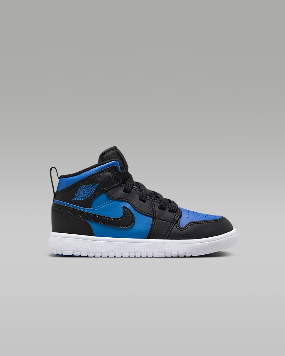 Calzado para niños de preescolar Jordan 1 Mid Alt - Negro/Negro/Blanco/Azul royal