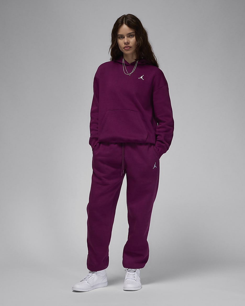 Jordan Brooklyn Fleece Women's Pullover Hoodie - Bordeaux/White