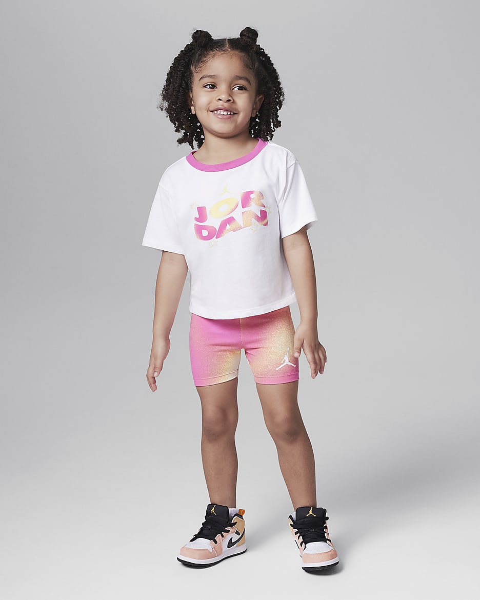 Conjunto de shorts infantil Jordan Lemonade Stand - Fucsia láser