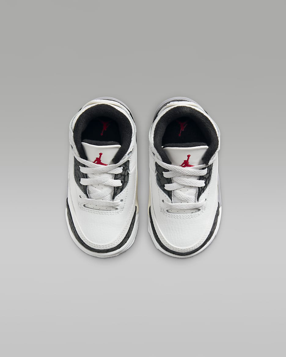 Jordan 3 Retro 'Cement Grey' Baby/Toddler Shoes - Summit White/Cement Grey/Black/Fire Red