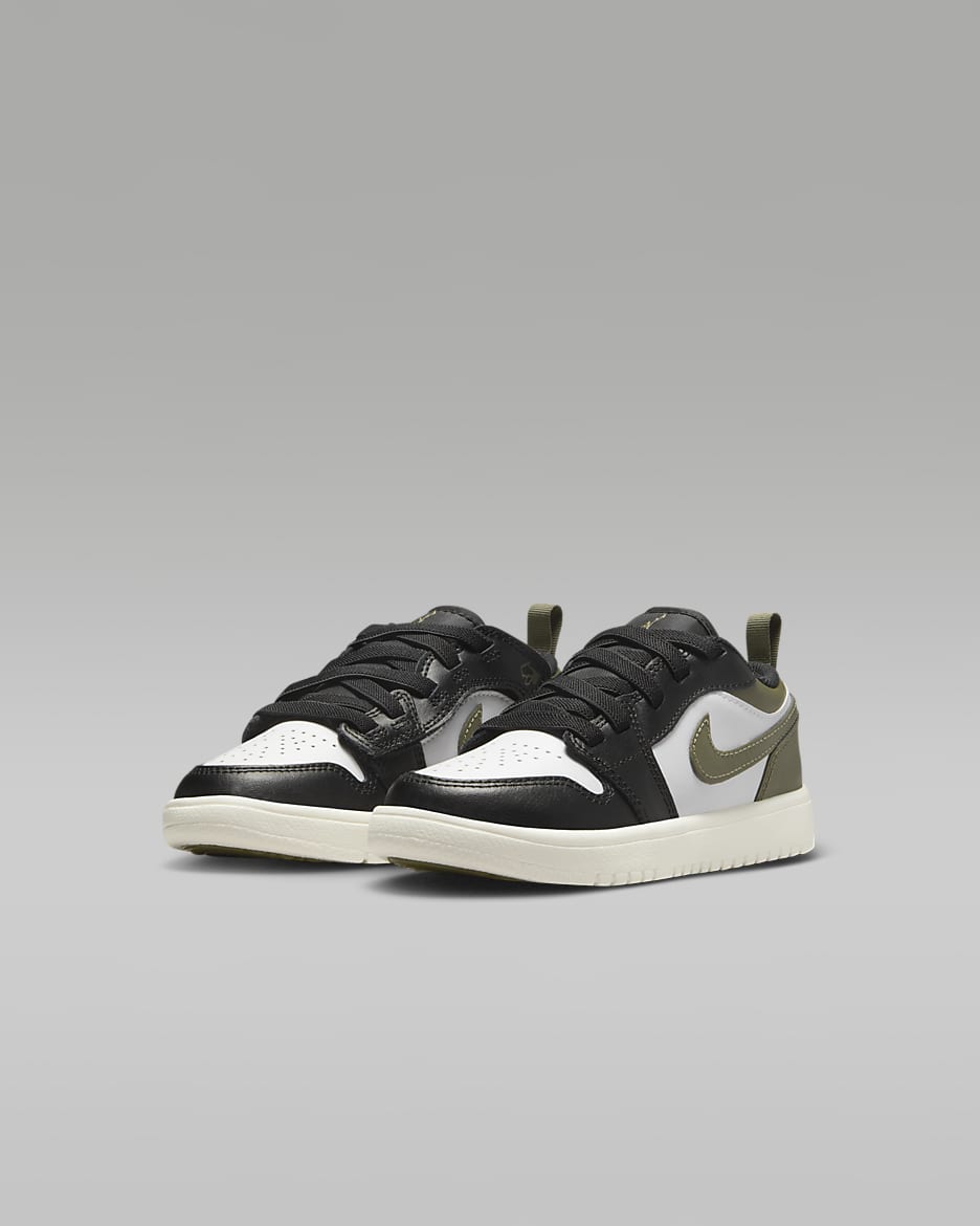 Jordan 1 Low Alt Younger Kids' Shoes - Black/Medium Olive/Sail/White