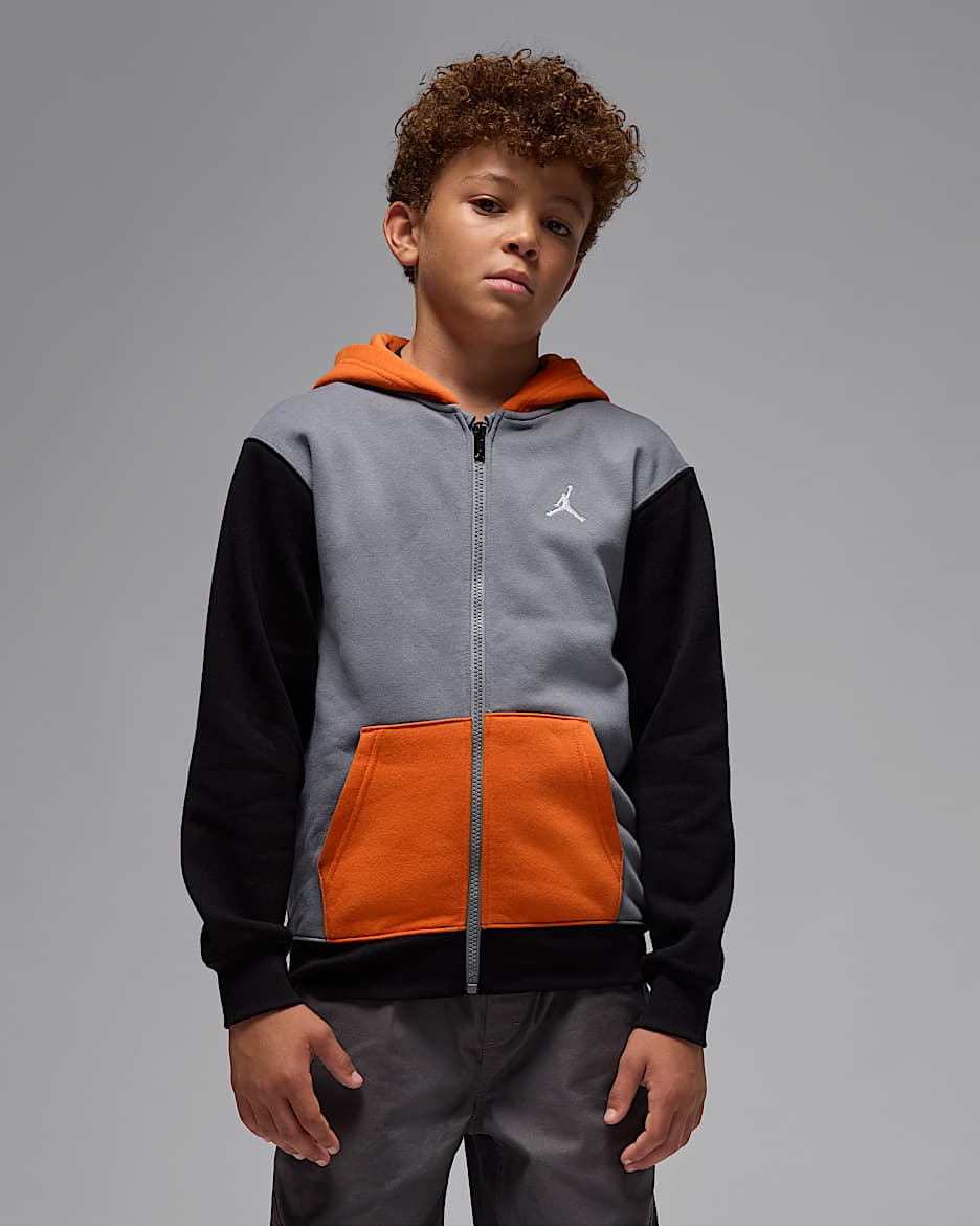 Bluza z kapturem i zamkiem na całej długości dla dużych dzieci Jordan Brooklyn Fleece - Czerń/Starfish