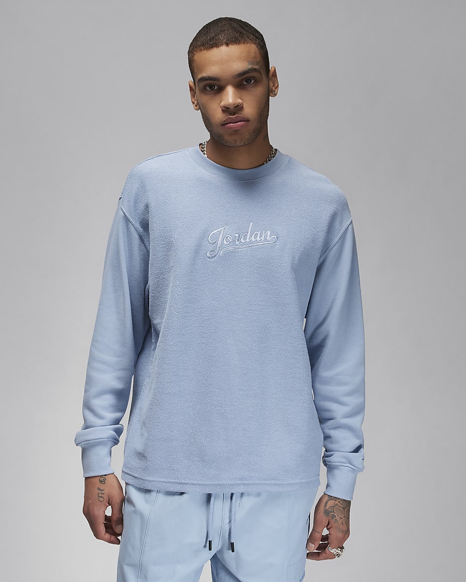 Jordan Flight MVP Men's Long-Sleeve Fleece Top - Blue Grey