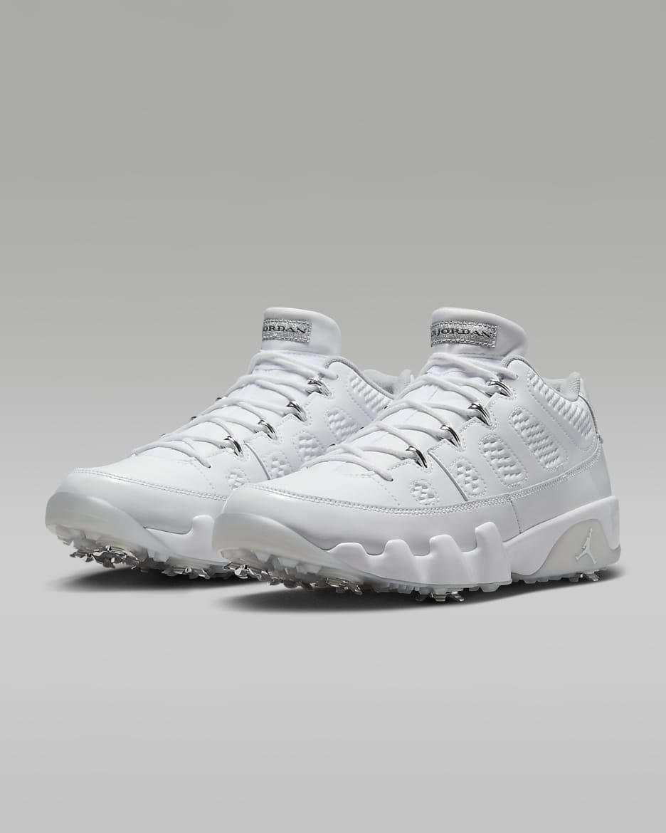 Air Jordan 9 NRG Golf Shoes - White/Wolf Grey/Metallic Silver