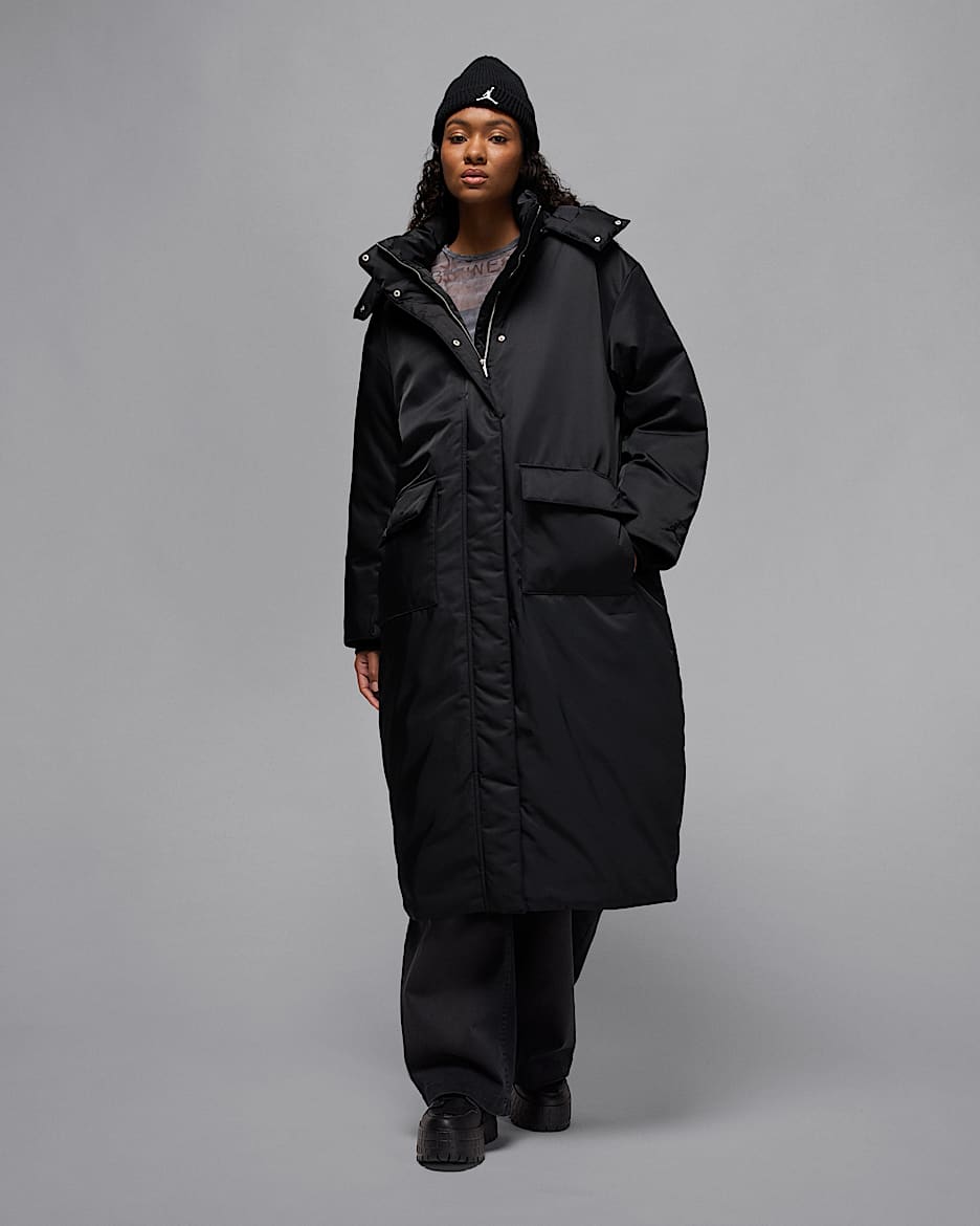 Parka de plumón Therma-FIT oversized para mujer Jordan Flight - Negro/Negro