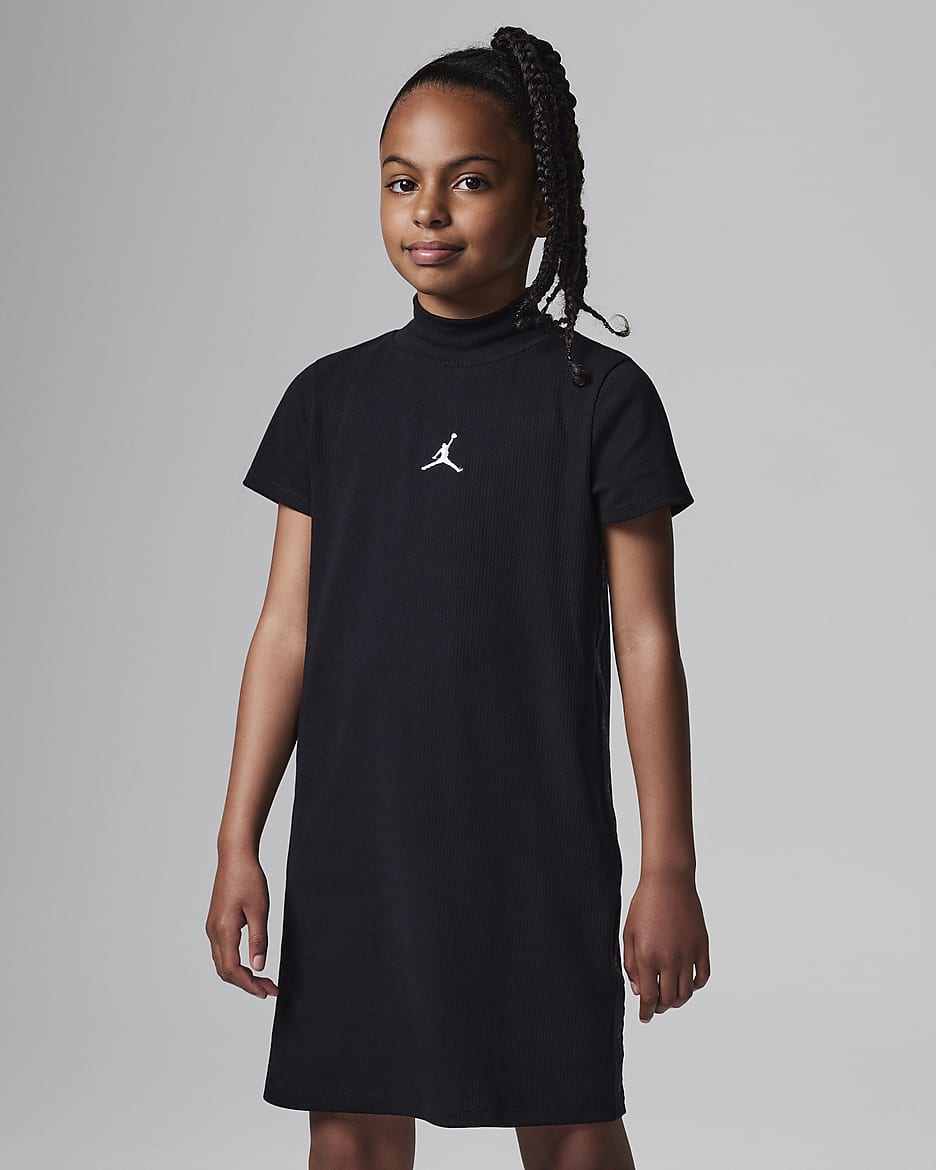 Vestido acanalado Jumpman Jordan para niña talla grande - Negro