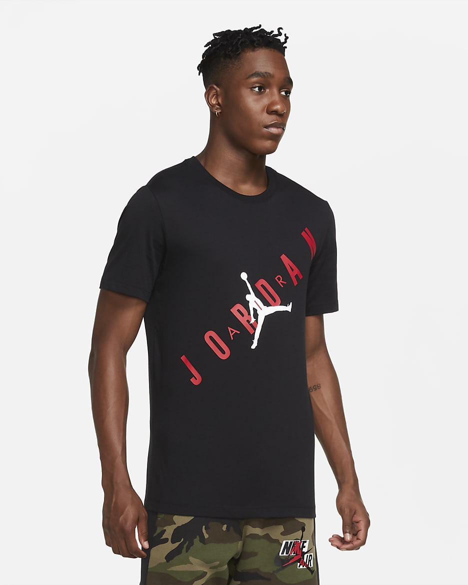 Jordan HBR Kurzarm-T-Shirt für Herren - Schwarz/Gym Red/Weiß
