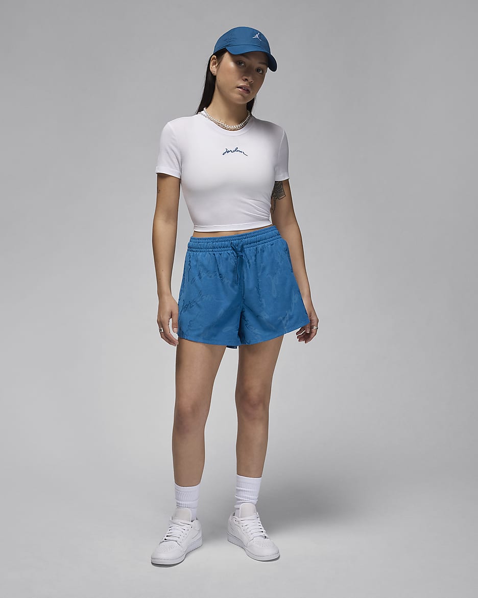 Jordan Women's Slim Cropped T-Shirt - White/Industrial Blue