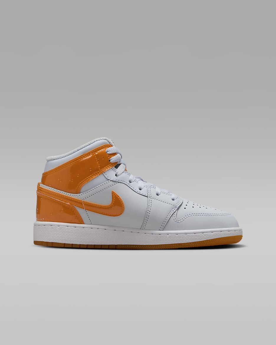 Calzado para niños grandes Air Jordan 1 Mid SE - Gris fútbol/Verde pino/Blanco/Piel de naranja