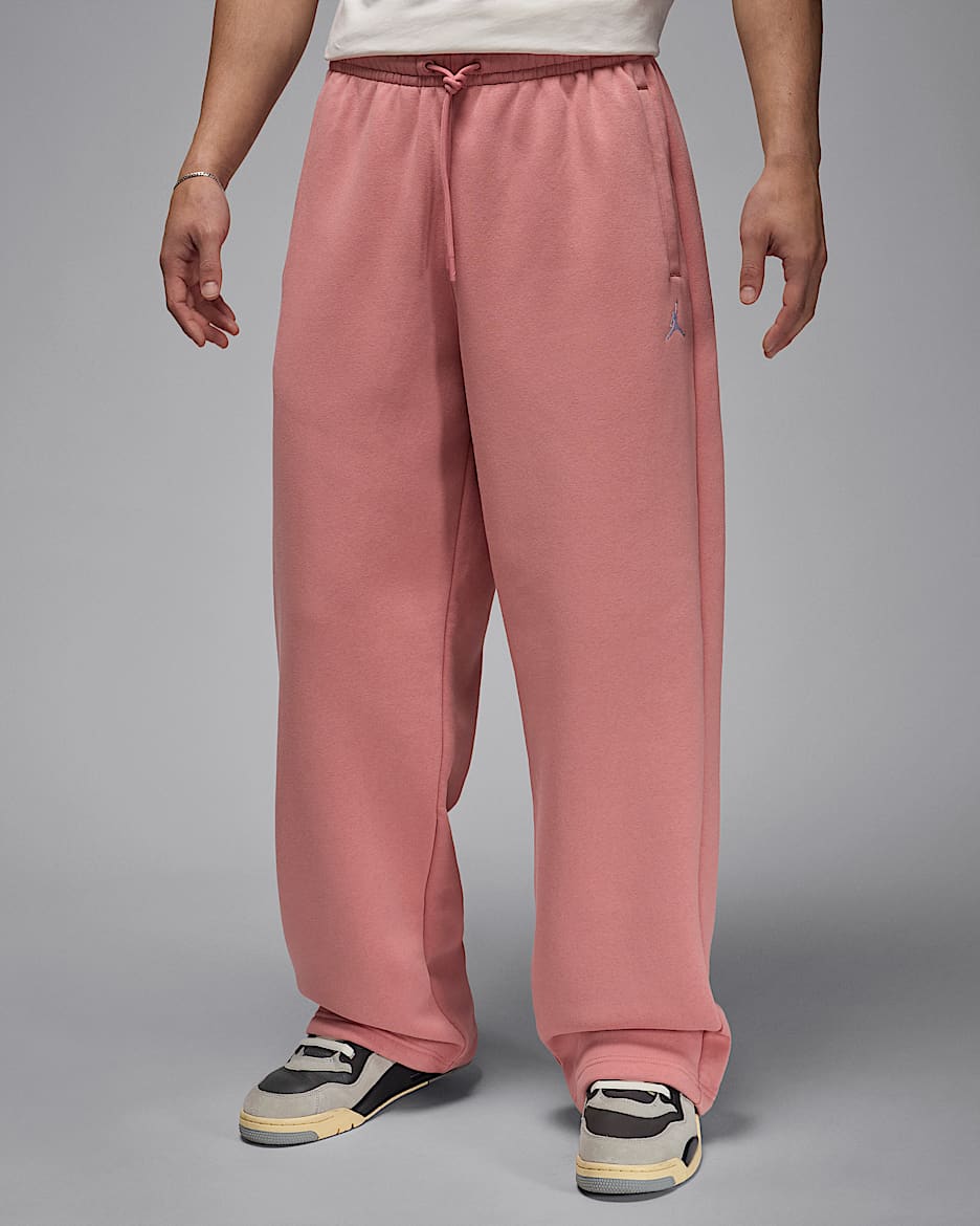 Jordan Brooklyn Fleece Oversize-Hose mit offenem Saum (Herren) - Rust Pink/Weiß