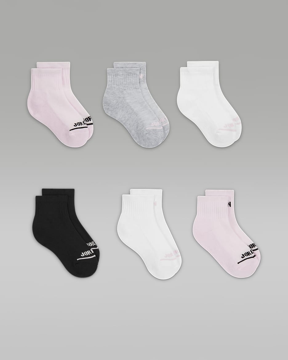 Meias Jordan Ankle Socks para criança (6 pares) - Rosa Foam