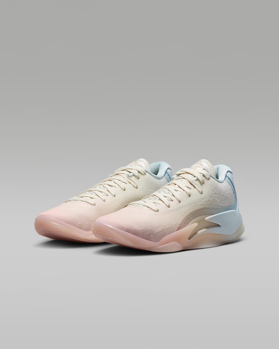 Zion 3 "Rising" Big Kids' Basketball Shoes - Bleached Coral/Pale Ivory/Glacier Blue/Crimson Tint