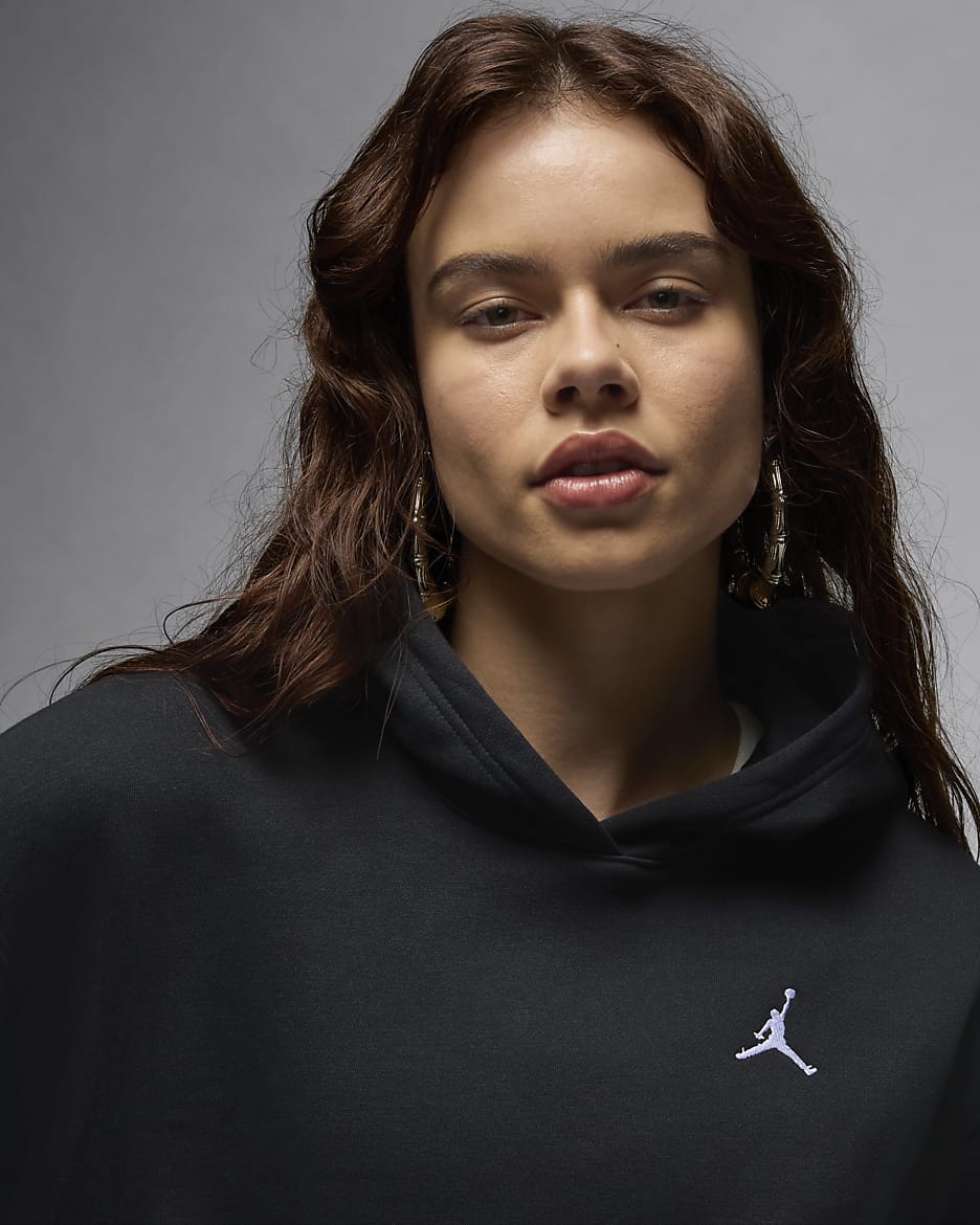 Jordan Brooklyn Fleece hettegenser til dame - Svart/Hvit