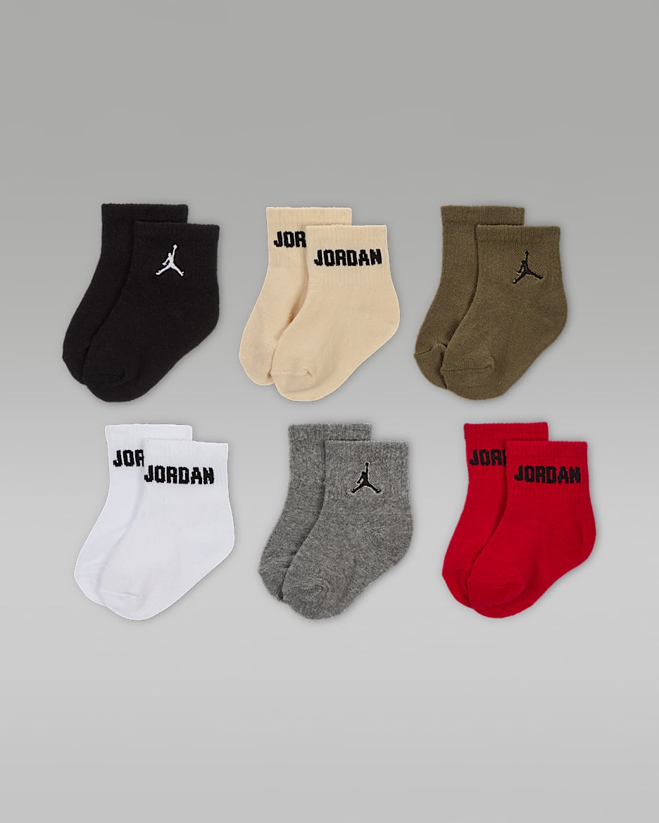 Jordan Everyday Essentials Baby /Toddler Ankle Socks (6 Pairs) - Gym Red