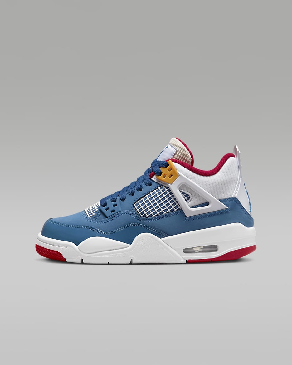 Air Jordan 4 Retro Big Kids' Shoes - French Blue/Gym Red/Pearl White/White