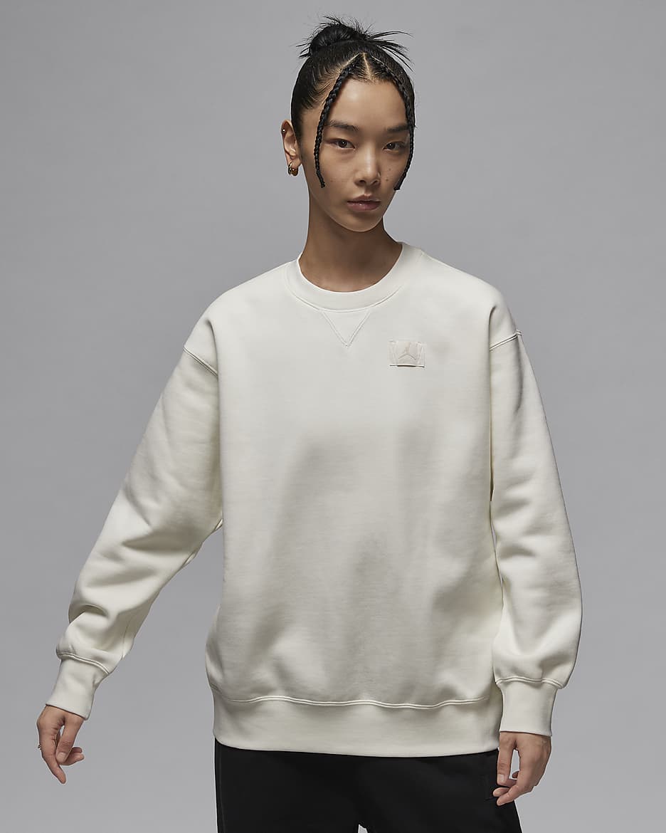 Jordan Flight Fleece Women's Crew-Neck Sweatshirt - Sail/Legend Light Brown