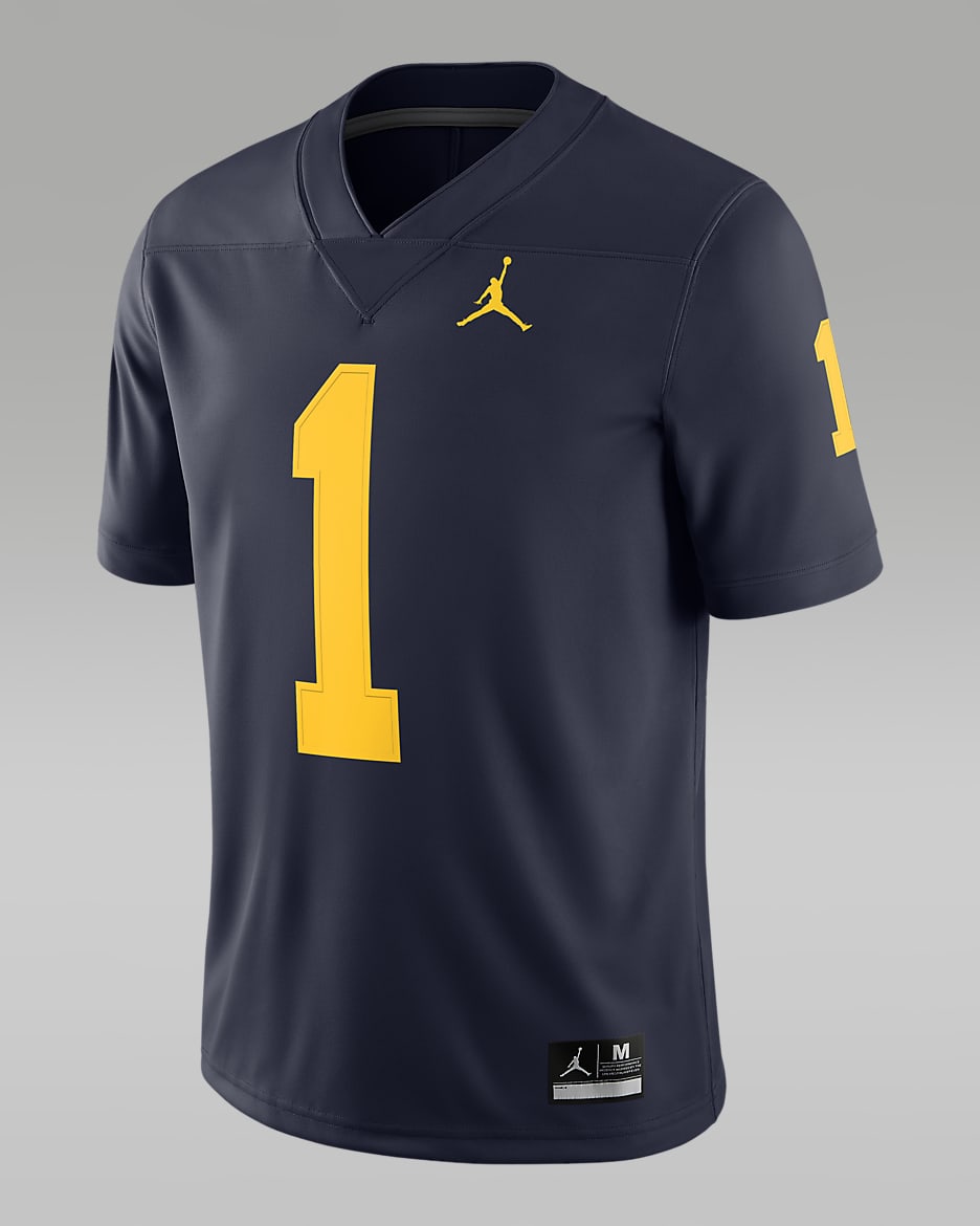Camiseta de fútbol americano para hombre Jordan College Dri-FIT Game (Michigan) - Azul marino universitario