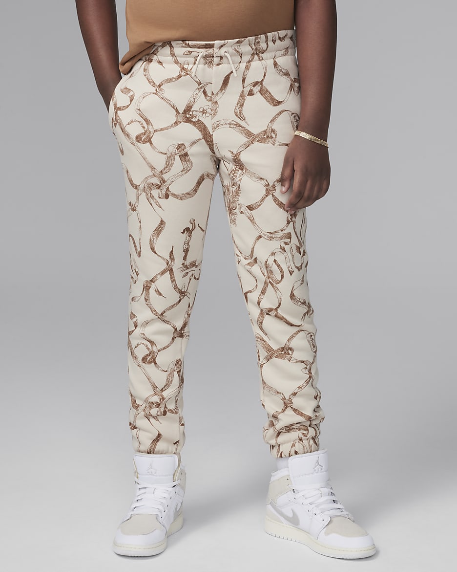 Pants Brooklyn de tejido Fleece estampados para niño talla grande Jordan - Café claro leyenda