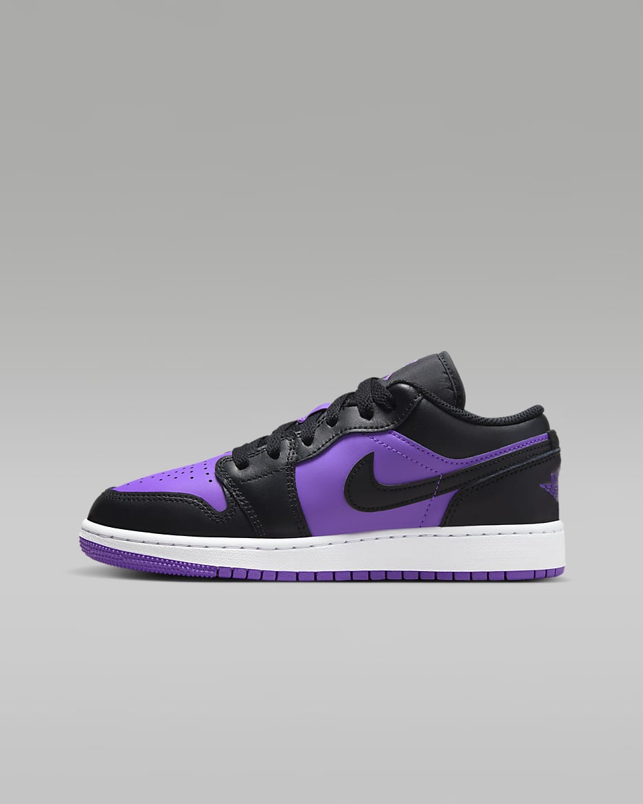 Air Jordan 1 Low Older Kids' Shoes - Purple Venom/White/Black