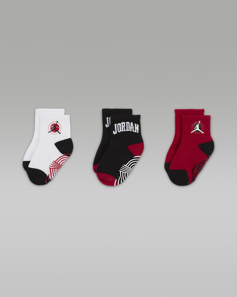 Jordan Gym "23" Ankle Gripper Socks (3-Pack) Baby (12-24M) Socks - Black