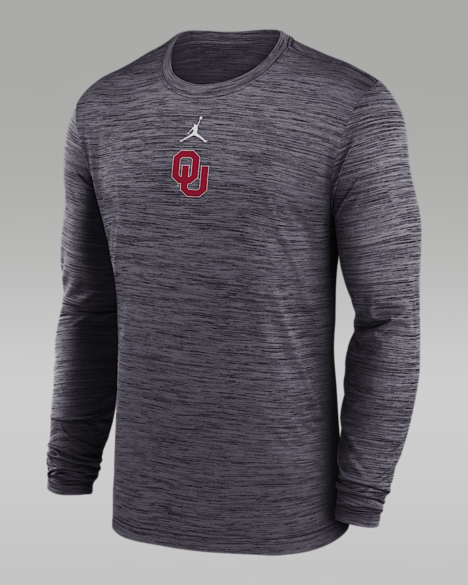 Oklahoma Sideline Velocity Men's Jordan Brand Dri-FIT College Long-Sleeve T-Shirt - Black