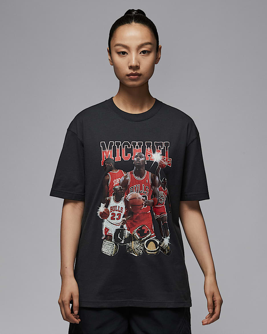 ジョーダン ウィメンズ オーバーサイズド ショートスリーブ グラフィック Tシャツ - オフノワール