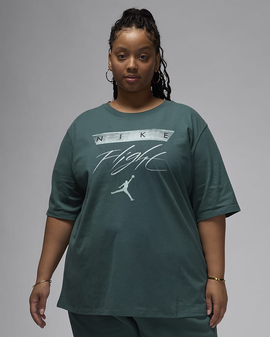 Playera con gráfico para mujer Jordan Flight Heritage (talla grande) - Verde oxidado