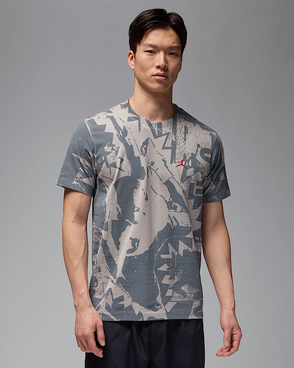Playera de cuello redondo para hombre Jordan - Gris medio/Gris azulado/Rojo gimnasio