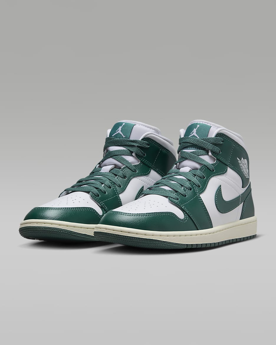 Air Jordan 1 Mid Women's Shoes - White/Sail/Oxidised Green