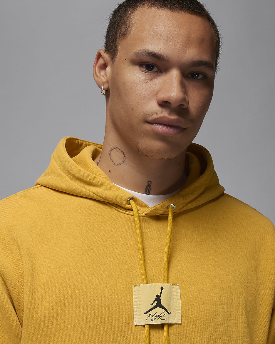 Jordan Flight Fleece Men's Washed Pullover Hoodie - Yellow Ochre