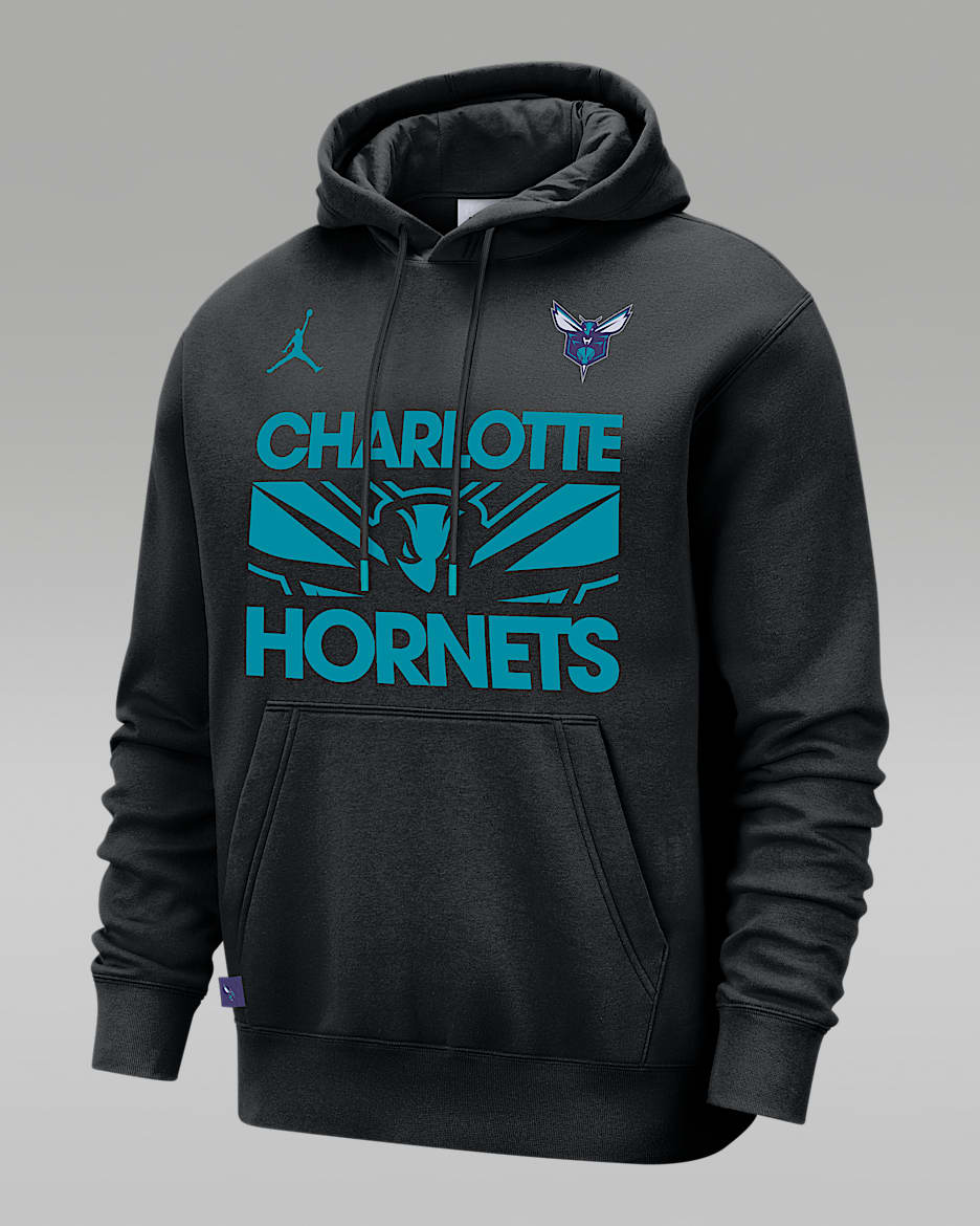 Sudadera con gorro sin cierre Nike de la NBA para hombre Charlotte Hornets Club Courtside - Negro/Rapid azul verdoso