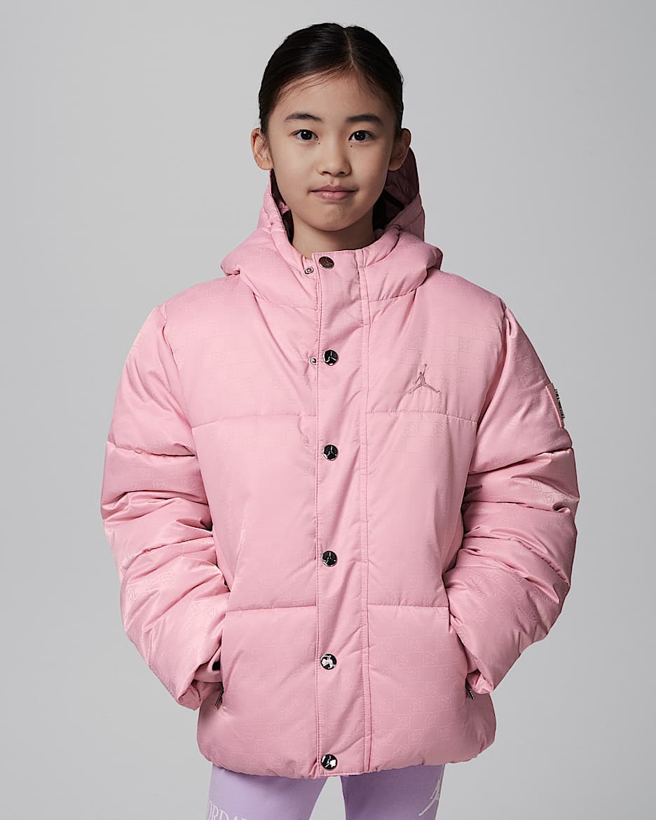 Chamarra 23 con relleno de jacquard para niños talla grande Jordan - Rosa vidrio