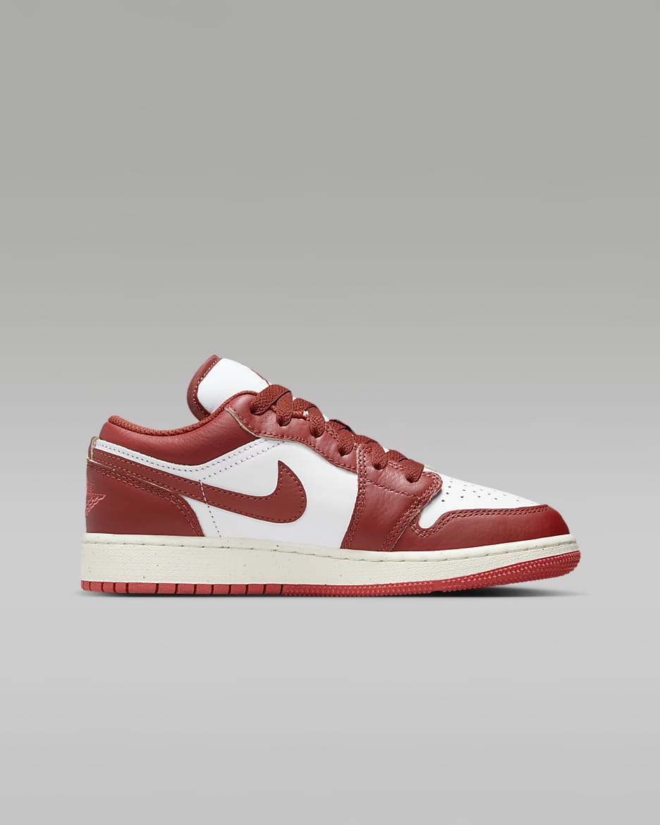 Air Jordan 1 Low SE Older Kids' Shoes - White/Lobster/Sail/Dune Red