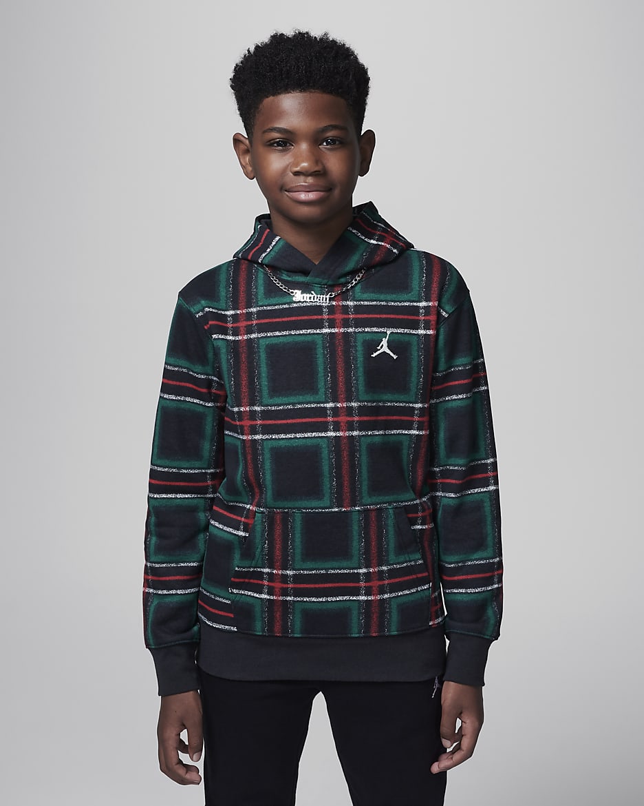 Sudadera con gorro sin cierre de tejido Fleece para días festivos para niños talla grande Jordan Brooklyn Essentials - Negro