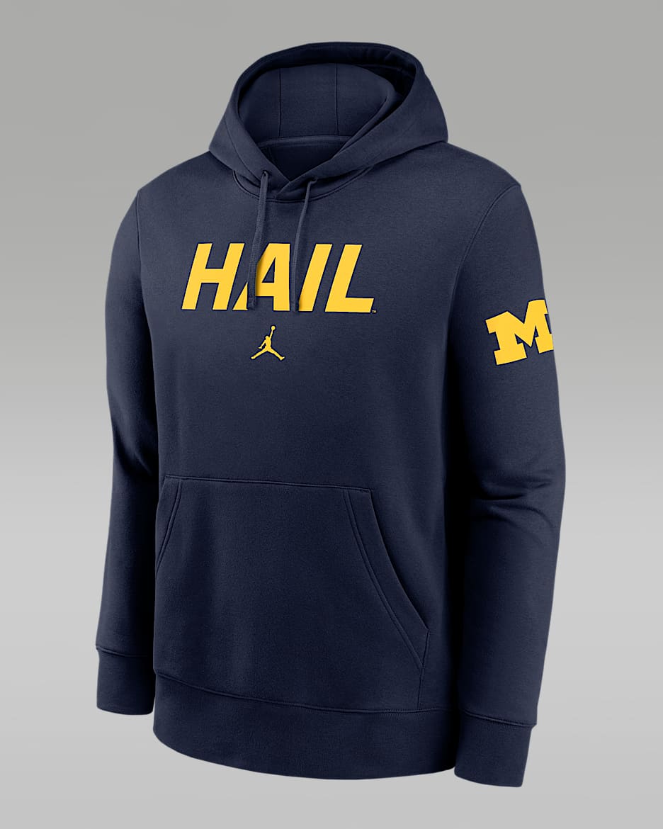 Michigan Club 2-Hit Nickname Men's Nike College Pullover Hoodie - Navy