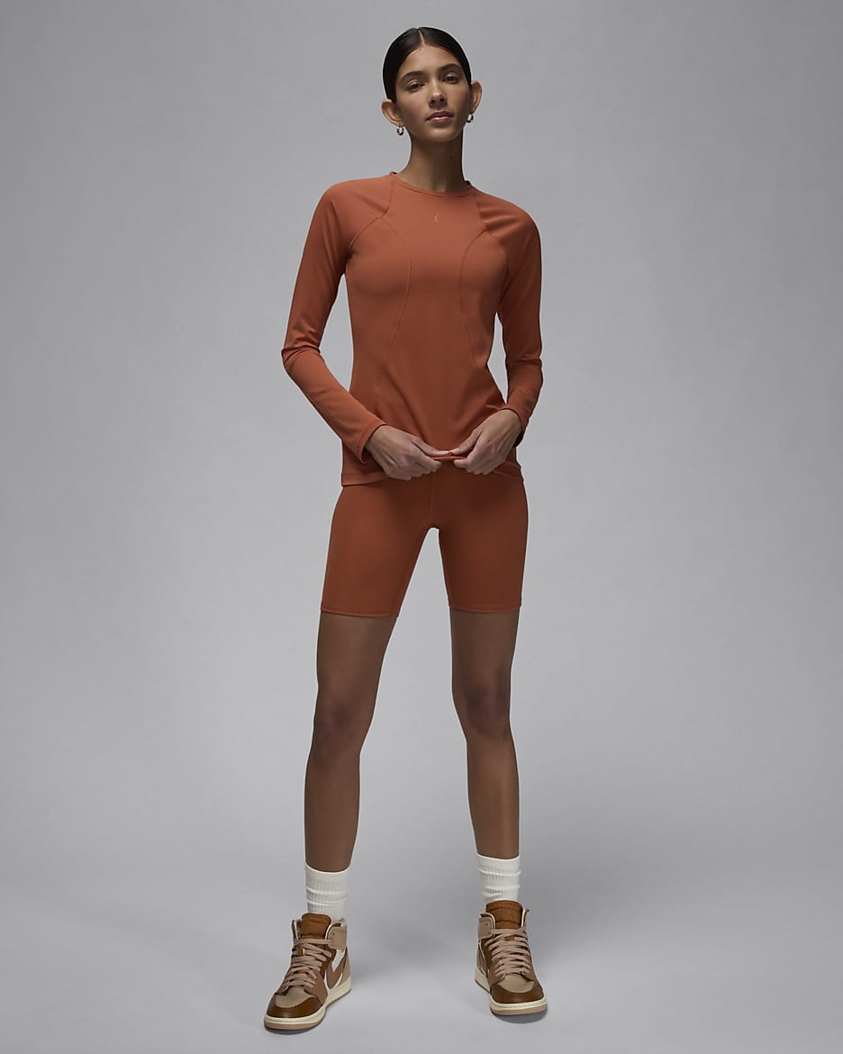 Jordan Sport Double Threat Women's Long-Sleeve Top - Dusty Peach/Night Maroon/Terra Blush