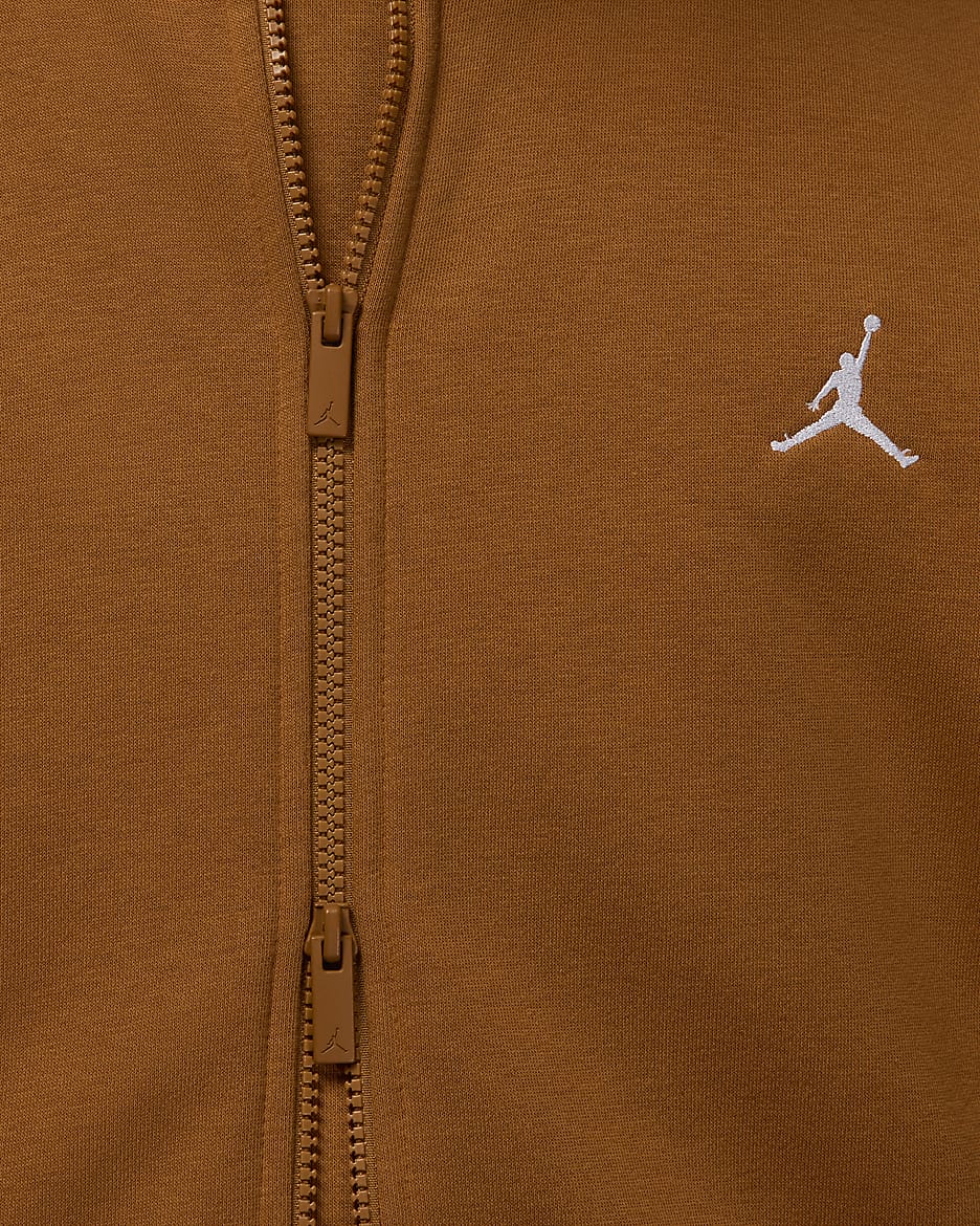 Jordan Brooklyn Fleece Tam Boy Fermuarlı Erkek Kapüşonlu Üstü - Desert Bronze/Beyaz