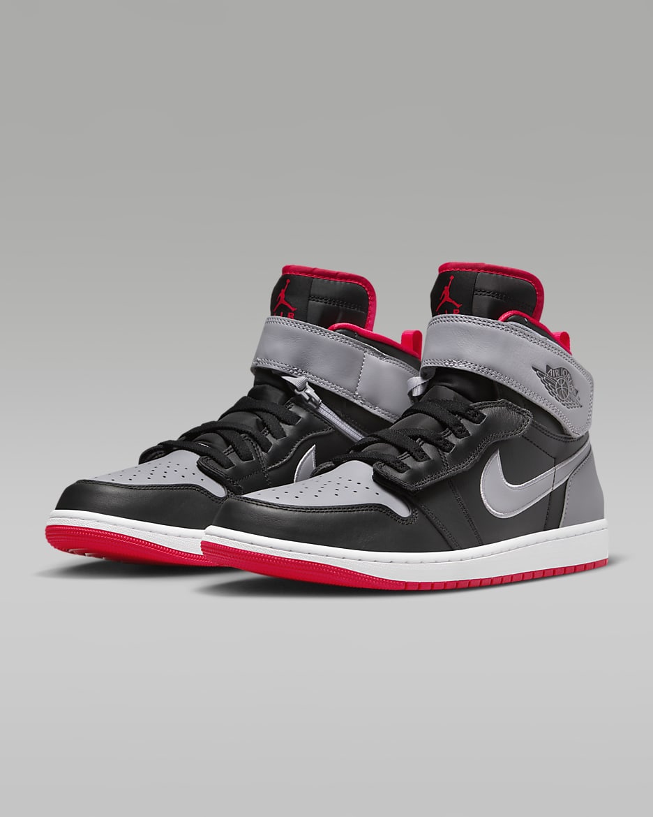 Air Jordan 1 Hi FlyEase Men's Shoes - Black/Cement Grey/White/Fire Red