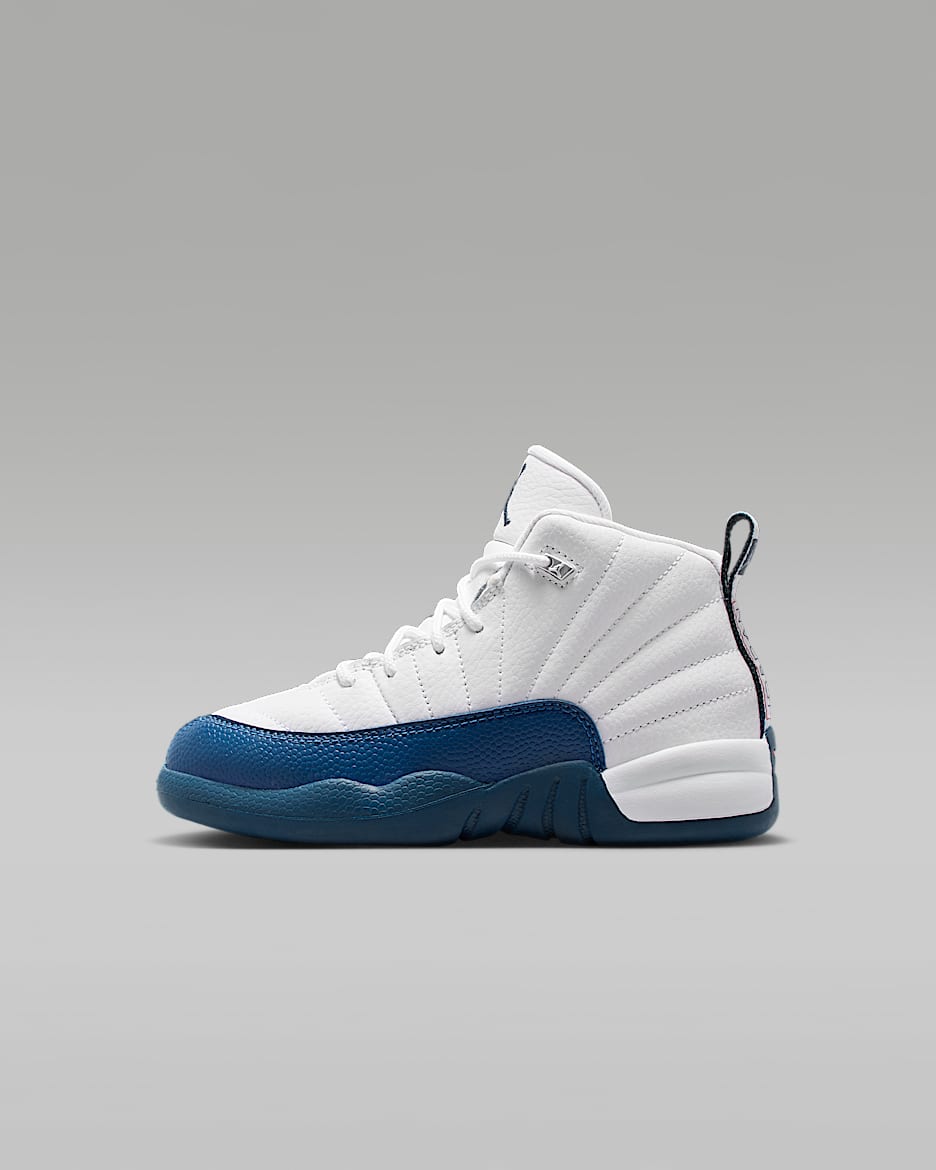 Jordan 12 Retro "French Blue" Little Kids' Shoes - White/Metallic Silver/Varsity Red/French Blue