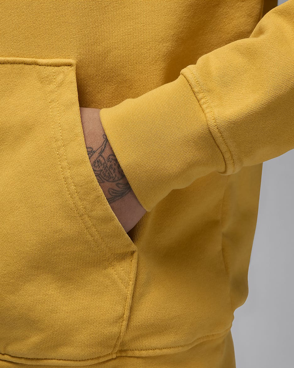 Jordan Flight Fleece Men's Washed Pullover Hoodie - Yellow Ochre