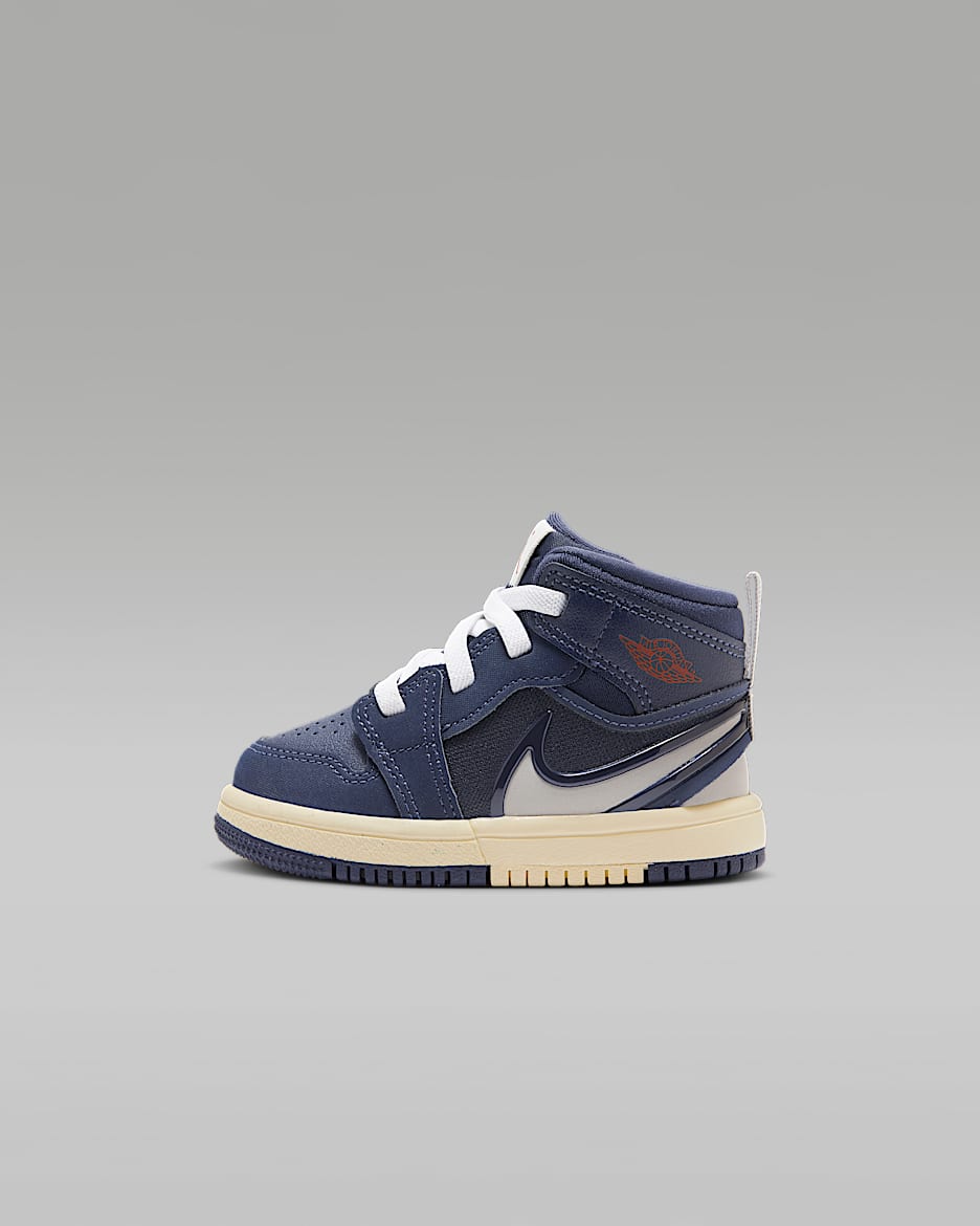 Jordan 1 Mid RM EasyOn Baby/Toddler Shoes - Midnight Navy/Varsity Red/Muslin/Atmosphere Grey