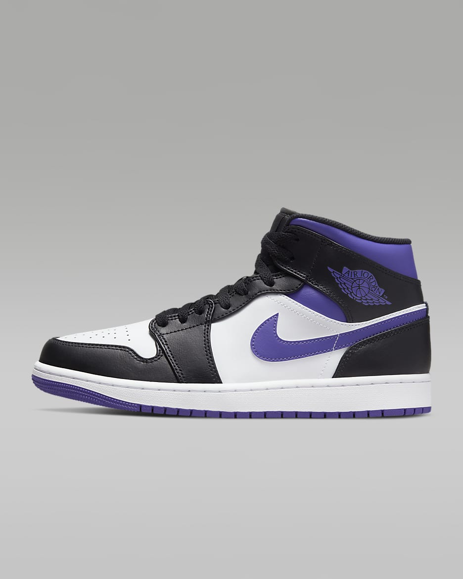 Air Jordan 1 Mid Shoes - Black/White/Dark Iris